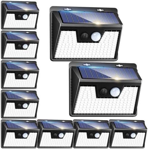 Peasur Solar outdoor Lights [10 Pack / 140LED], senzor de mișcare lumini exterioare Ultra-luminoase, lumini de securitate alimentate