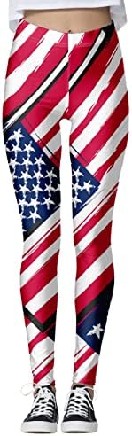 4 iulie jambiere cu talie înaltă pentru femei steag american care rulează jambiere de yoga ultra moale periat întinsă pantaloni