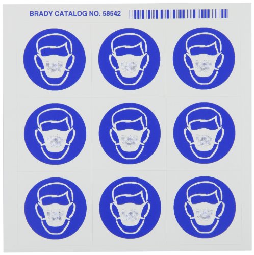 Brady 58542 etichete de pictogramă dreapta de știut, albastru pe alb, 1-1 / 2 lățime x 1-1 / 4 Înălțime, pictogramă mască de