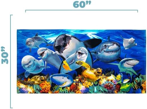 Prosop de plajă Dawhud Direct Ocean Animaluri pentru copii, fete, băieți, bărbați, femei, Dolphin Shark Turtle Balet Prosop