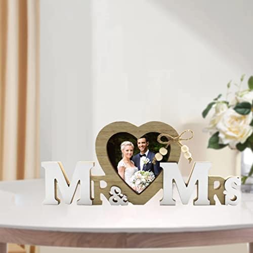 Imagini de nuntă Cadre de masă Decorații de nuntă Decorații de nuntă Mr și Mrs Semn cu formă de inimă Frame foto Imagine de