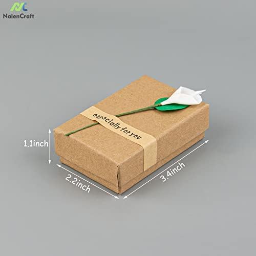 NaienCraft, pachet de 36 de cutii de hârtie kraft cu flori mici cutii cadou pentru bijuterii cutie de ambalare pentru ziua