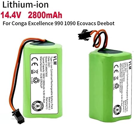 Baterie oxexe li-ion 14.4v 2800mAh, cu 2 conector prongs, compatibil cu excelență conga 990 Ecovacs Deebot N79 N79S DN622,