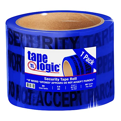 Aviditi Tape Logic, bandă de securitate evidentă deschisă, 3 Inch x 60 de metri, 2,5 Mil grosime, Albastru, afișaje-mesaj deschis