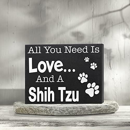 Cadouri jennygems shih tzu, tot ce ai nevoie este dragoste și un semn de lemn shih tzu, câine shih tzu, decor de raft și perete