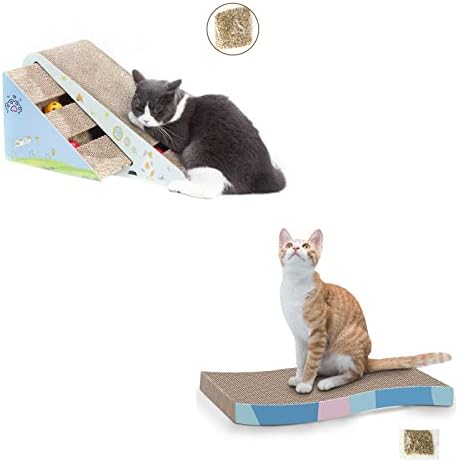 2 în 1 Cat Scratcher carton cu minge detașabil pisica Scratch Pad cu catnip triunghi cat Scratching bord și Val zgarieturi