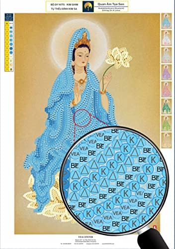 VEA Center DIY Sequin Painting Art Kits- 9 culori- 4mm paiete- Bodhisattva Avalokitesvara pe Lotus
