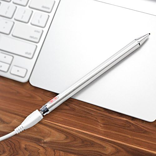 Boxwave Stylus Pen compatibil cu Samsung Galaxy Tab S8 - Accuupoint Active Stylus, Electronic Stylus cu vârf ultra fin pentru Samsung Galaxy Tab S8 - Silver metalic