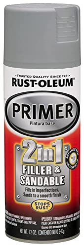 Rust-Oleum 249127-6pk Painter's Touch 2x Ultra Cover Paint Spray, 12 oz, negru plat, 6 pachet și 260510 Automotive 2-in-1 Primer și sandable, 12 uncii, gri
