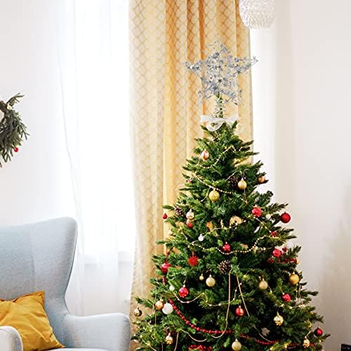 Arbore de Crăciun generic topper lumini stele led sclipici arborele de top alimentat pentru decorarea copacilor luminat sârmă