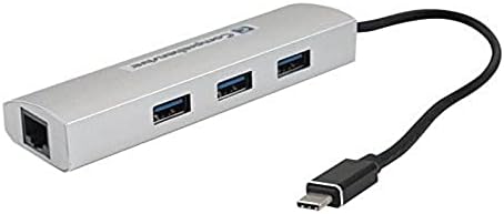 USB31-3HUB-RJ45 USB 3.1 Type-C 3 Port USB 3.0 Hub cu Gigabit Ethernet, Negru/Silver