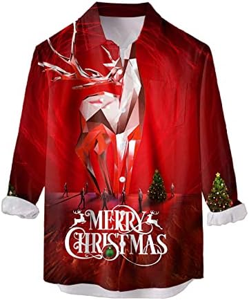 Bărbați casual cu mânecă lungă toamnă iarna Crăciun 3d cămăși imprimate moda bluză de top tricouri pentru bărbați romper salopet