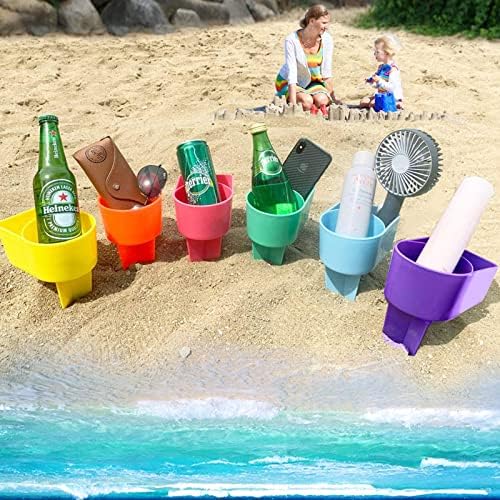 Suport pentru pahare de plajă cu buzunar, suport multifuncțional pentru pahare de nisip pentru telefon pentru băuturi cheie