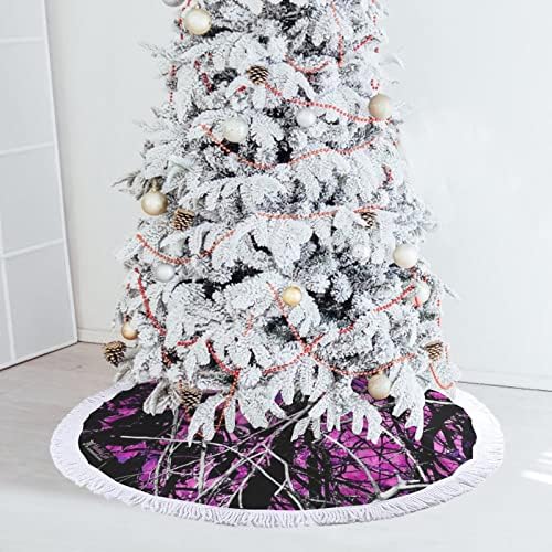 Muddy Girl Camo Pink Christmas Tree Fustă pentru decorațiuni pentru petreceri de vacanță cu dantelă cu ciucuri