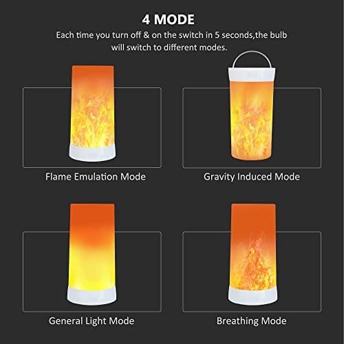 Kitmose 4x LED Flame Effect Light, USB reîncărcabilă 4 moduri pâlpâitoare flacără lumânare lanternă cu temporizator de la distanță