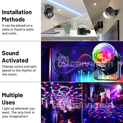 Lumini Disco pentru petreceri, 7 moduri Disco Ball, sunet activat Disco Ball Light cu telecomandă lumini de petrecere DJ Disco