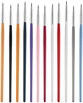 Instrument 12pcs colorat de unghii de unghii pictură subțire design perie de perie de perie Penun fine sfaturi de desen linii