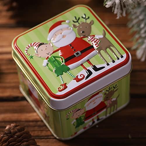 Xios Decor de Crăciun 2022 cutie cutii de depozitare cadou bomboane cutie de bomboane fier Crăciun bomboane pătrate Decor pentru