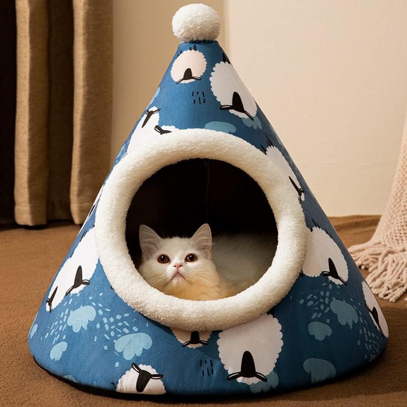 Pat confortabil pentru pisici pentru pisici de interior - casă pentru pisici și pat într-o singură pisică-peșteră cu pat pentru