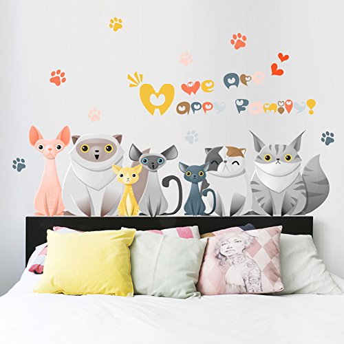 Wallpark desene animate animale nordice pisica Detașabil perete autocolant Decal, copii copii camera de uz casnic pepinieră