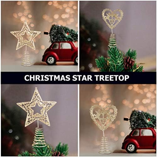 Amosfun Heart Decor 2pcs Tree de Crăciun Toppers Arbore Star Toppers Heart Treetop Tree de Crăciun ornamente pentru festival