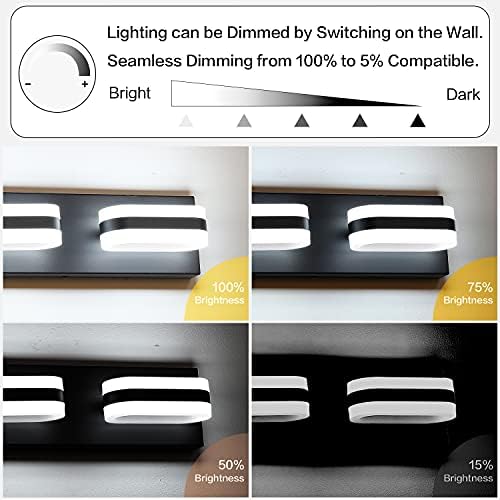 PRESDE moderne Dimmable LED baie vanitatea lumini program peste oglinda mat negru 3 Lumina vanitatea iluminat