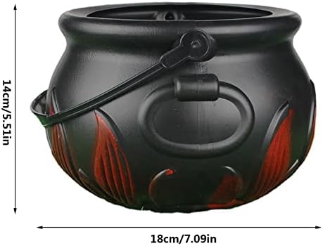 Halloween Witch Cauldron Handheld Plastic Flame Barrel Black Cauldron Halloween Candy Găleți Candy Holder Oală Cu Mâner Pentru