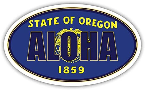 Aloha City Oregon State Steag | Sau Flag Washington County Oval Colors Culori Bumper autocolant Decal 3x5 inci
