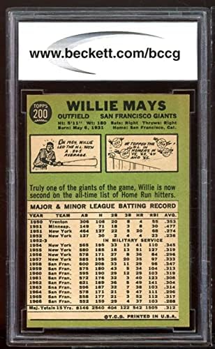 1967 Topps 200 Willie Mays Card BGS BCCG 8 Excelent+