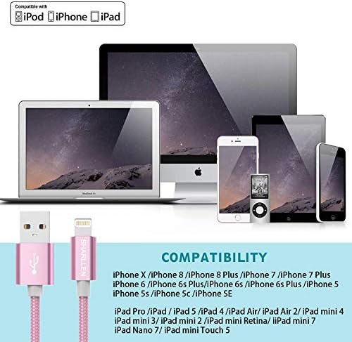 Cablu de încărcare iPhone Charger Lightning Certified 3pack 6ft 6ft Nylon împletit rapid iPhone Long iPhone Cord ＆ Cord de