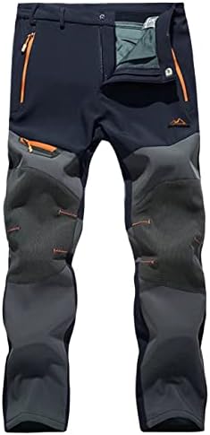 Pantaloni softshell aliniați din lână pentru bărbați Magcomsen cu 5 buzunare cu fermoar rezistent la apă, exterior, pantaloni
