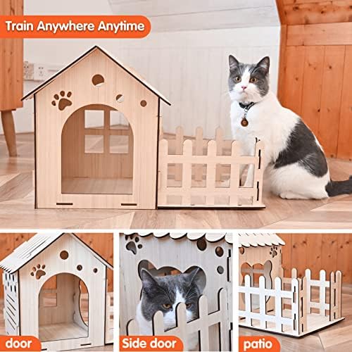 Castel de iepure din lemn foarte mare-paturi pentru pisici din lemn pentru pisici de interior, ascunzătoare pentru iepuri casă