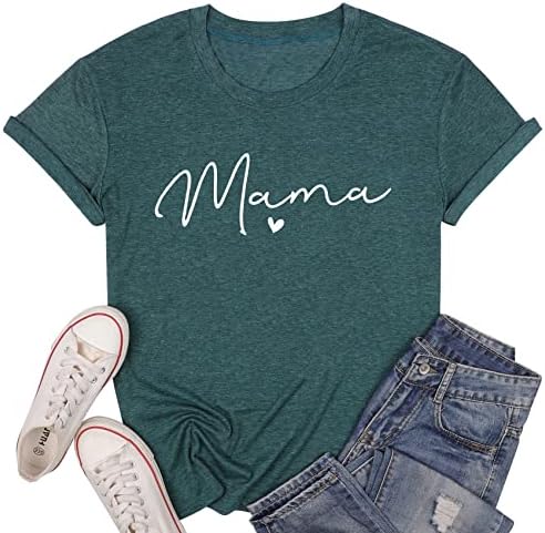Mama Camasa pentru femei Mama scrisoare Print T-Shirt amuzant Mama Graphic Tees Casual cu maneca scurta Mama Life Topuri Tee