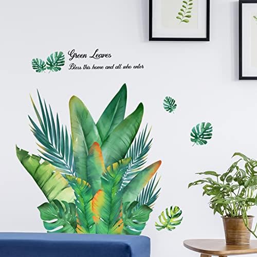 Plante verzi decalcomanii de perete frunze tropicale Monstera autocolante de perete cu litere autocolante motivaționale pentru