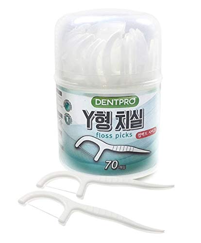 70 pcs Dent Pro T-Type Dental Floss Pick w/carcasă 2pack