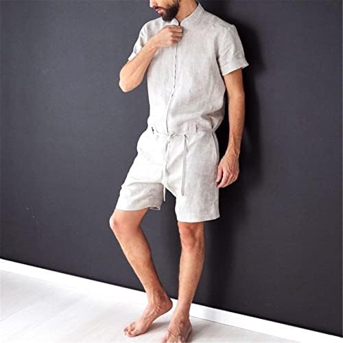 N / A. Salopete de lenjerie pentru bărbați pentru bărbați pantaloni scurți casual casual confortabil cu mânecă scurtă subțire