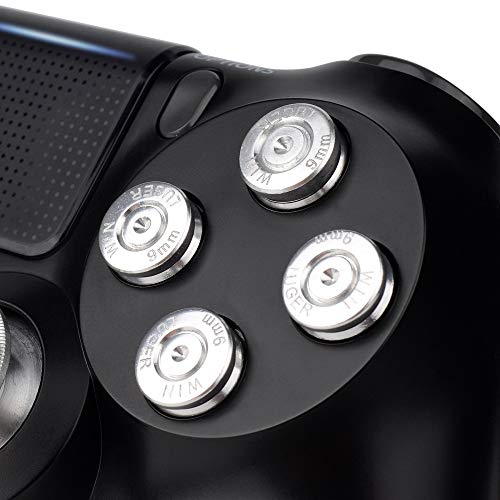 Extreraterat Silver Aluminum Analog Analoguri și butoane de glonț și D-PAD înlocuiri de înlocuire butoane metalice pentru PS4
