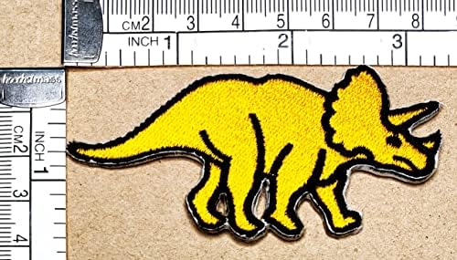 Kleenplus 3 buc. Galben dinozaur desene animate fier pe patch-uri activități brodate logo-ul îmbrăca blugi jachete pălării