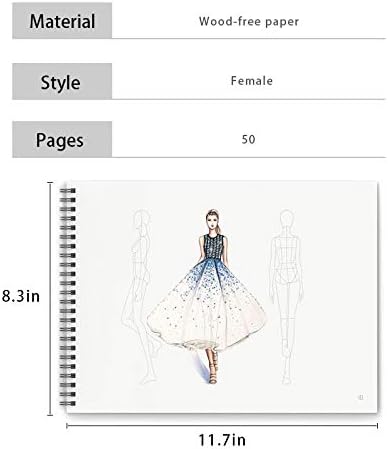 Mocohana Costum Designer's Sketchbook Notebook de design de modă cu șabloane de figură