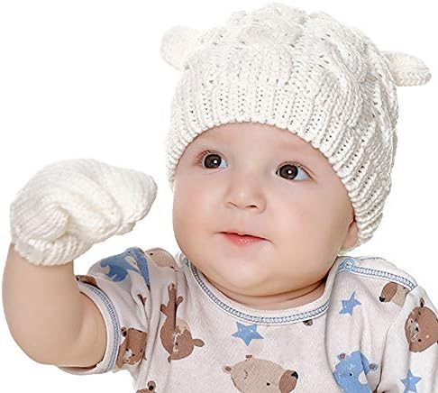 Pălărie pentru bebeluși pentru bebeluși și set de mitten tricotat pentru bebeluși pălărie de iarnă pentru nou -născut fetiță