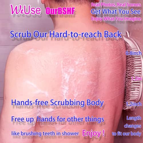 Weuse OurBshf Back Back Hands-Free pentru duș. Ușor de curățat mare mare silicon din spate de spălare din spate, perie de corp
