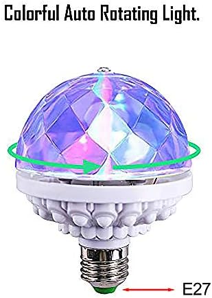 Minge Disco Lhiabnn, bec LED rotativ cu 6 culori, lumină LED cu mai multe culori schimbătoare, lumină de scenă E27 pentru petreceri