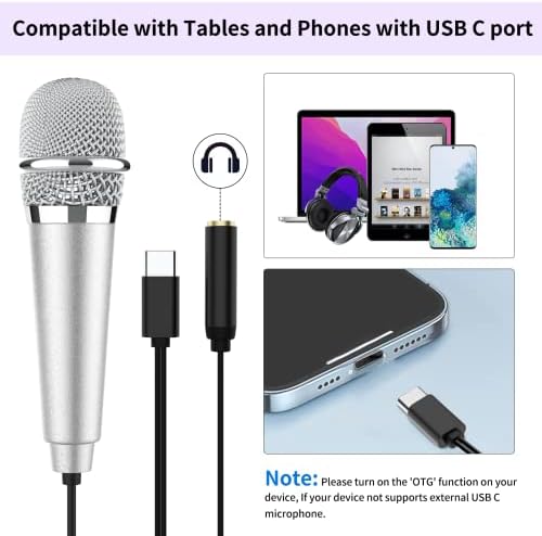 Microfon Mini Karaoke USB C pentru telefon Android, Laptop, tablete microfon ASMR mic pentru înregistrare video vocală cântând,