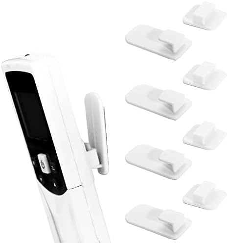 Cchome Set de 4 Suport telecomandă montare pe perete cu autoadeziv, cârlig alb din Plastic TV Aer Condiționat chei telecomandă