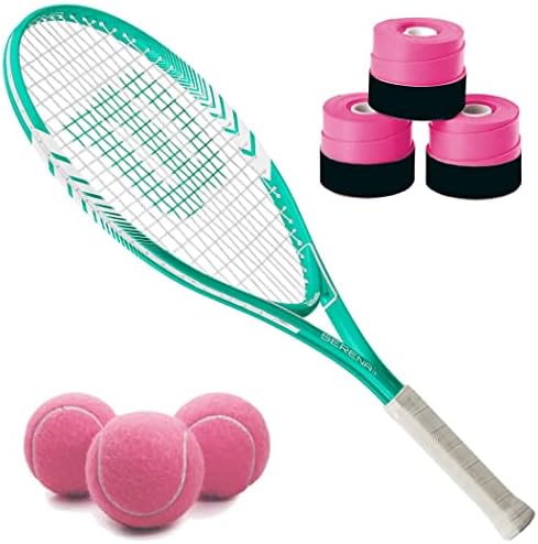 Racheta de tenis Wilson Serena Junior La pachet cu Overgrips și mingi de tenis Roz