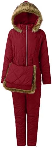 Femei de iarnă pentru schi de iarnă Snowspit Faux Lâna cu guler cu glugă cu glugă jachete de schi și pantaloni capotă de iarnă