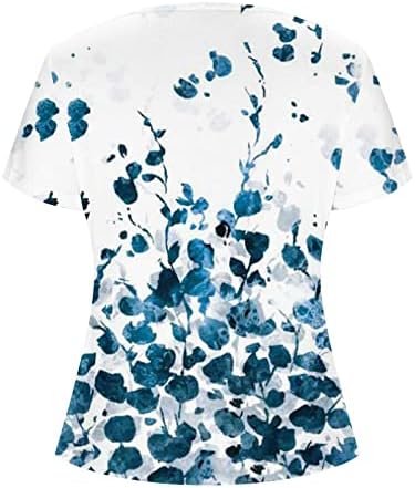 Narhbrg Femei Jumătate Zip Tunica Topuri Florale Imprimare Maneca Scurta Bluza Tricou V Gât Vrac Fit Flowy Tricouri Vara Confortabil