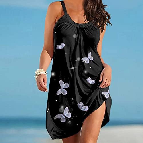 Rochii pentru femei plajă vara grafică florală scobită out cu guler fără mâneci a-line rochie fluxă de vocație sexy