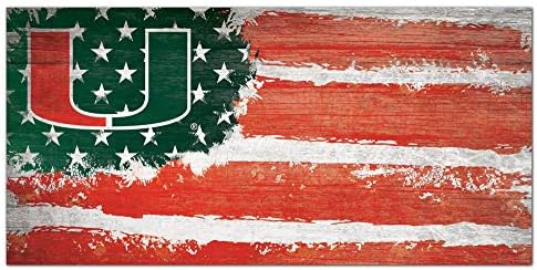 Fan Creations NCAA Miami Hurricanes Unisex Unisex of Miami Flag Sign, Echipa Color, 6 x 12