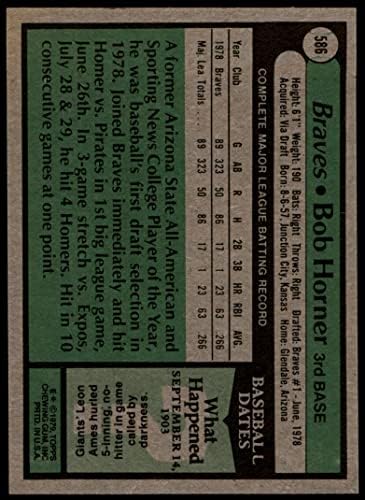 1979 Topps 586 Bob Horner Atlanta Braves Ex/Mt Braves